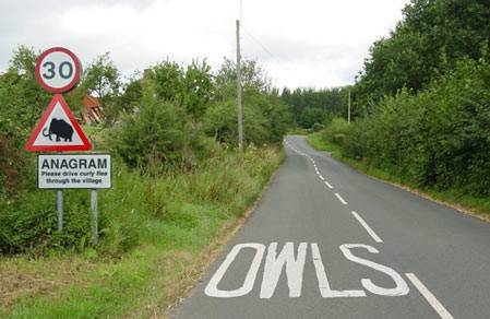 SLOW road sign anagram