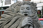 A sculpture of Aeolus in Aeolian Islands