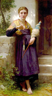 Girl with spindle and distaff