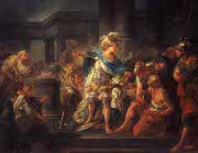 Alexander cuts the Gordian Knot: painting by Jean-Simon Berthlemy